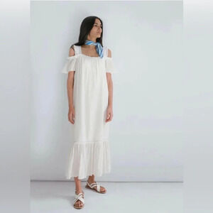 NWT Anthropologie Conditions Apply Banana Valari Maxi Dress White Size Large